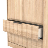 New York Tall 2 Door 2 Drawer Double Wardrobe with Black Handles