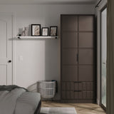 New York Tall 2 Door 2 Drawer Double Wardrobe with Black Handles