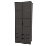 New York Tall 2 Door 2 Drawer Double Wardrobe with Black Handles