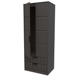 New York Tall 2 Door 2 Drawer Double Wardrobe with Black Handles
