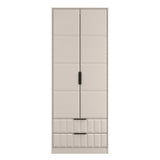New York Tall 2 Door 2 Drawer Double Wardrobe with Black Handles