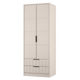New York Tall 2 Door 2 Drawer Double Wardrobe with Black Handles