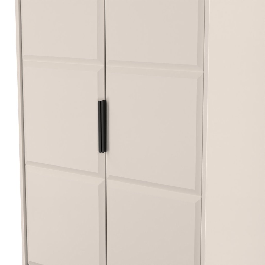 New York Tall 2 Door 2 Drawer Double Wardrobe with Black Handles