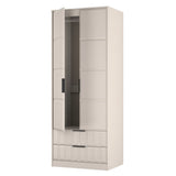 New York Tall 2 Door 2 Drawer Double Wardrobe with Black Handles