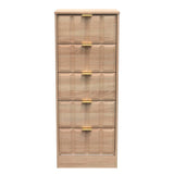 New York 5 Drawer Tall Bedside Table with Gold Handles