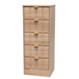 New York 5 Drawer Tall Bedside Table with Gold Handles