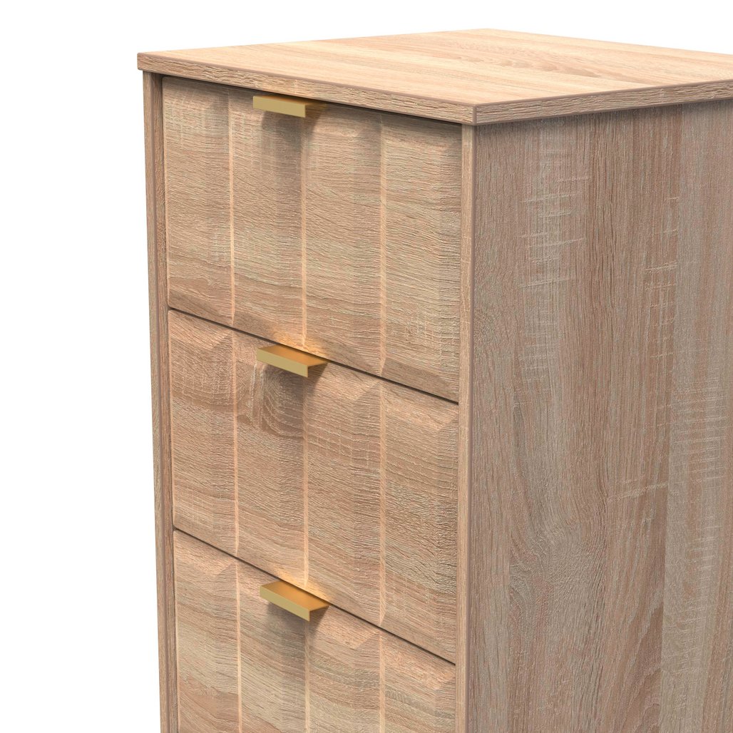 New York 5 Drawer Tall Bedside Table with Gold Handles
