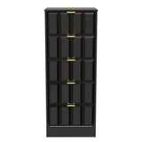 New York 5 Drawer Tall Bedside Table with Gold Handles