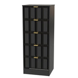 New York 5 Drawer Tall Bedside Table with Gold Handles