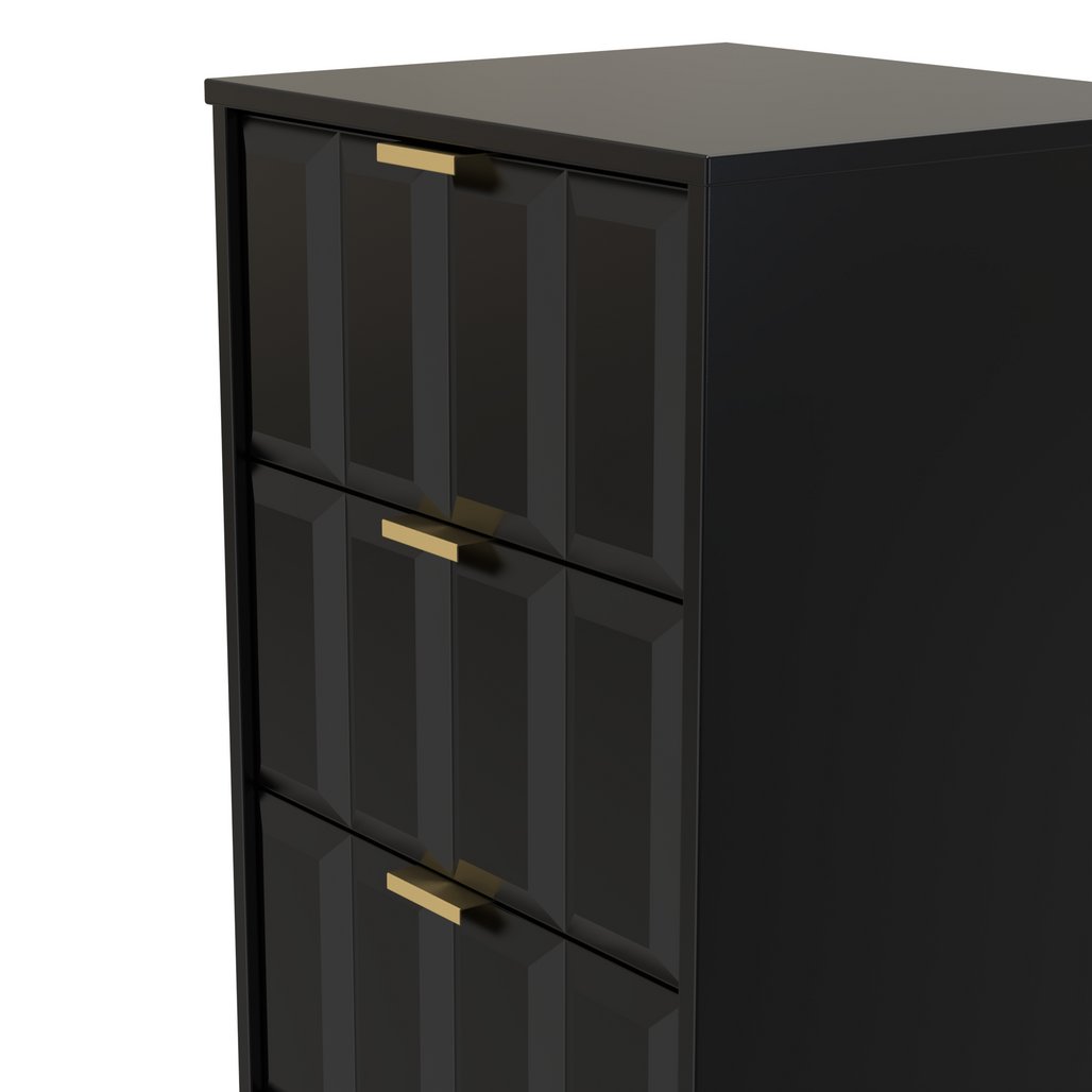 New York 5 Drawer Tall Bedside Table with Gold Handles