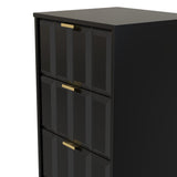 New York 5 Drawer Tall Bedside Table with Gold Handles
