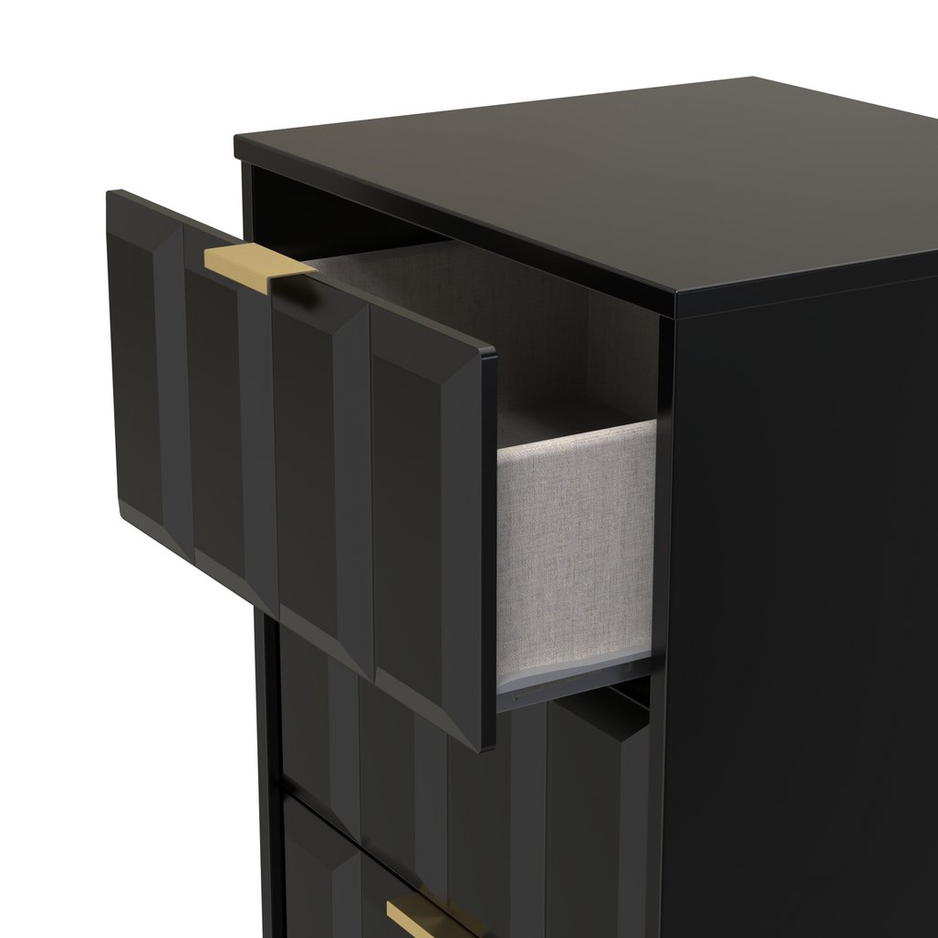 New York 5 Drawer Tall Bedside Table with Gold Handles