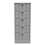 New York 5 Drawer Tall Bedside Table with Gold Handles