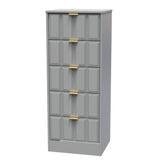 New York 5 Drawer Tall Bedside Table with Gold Handles