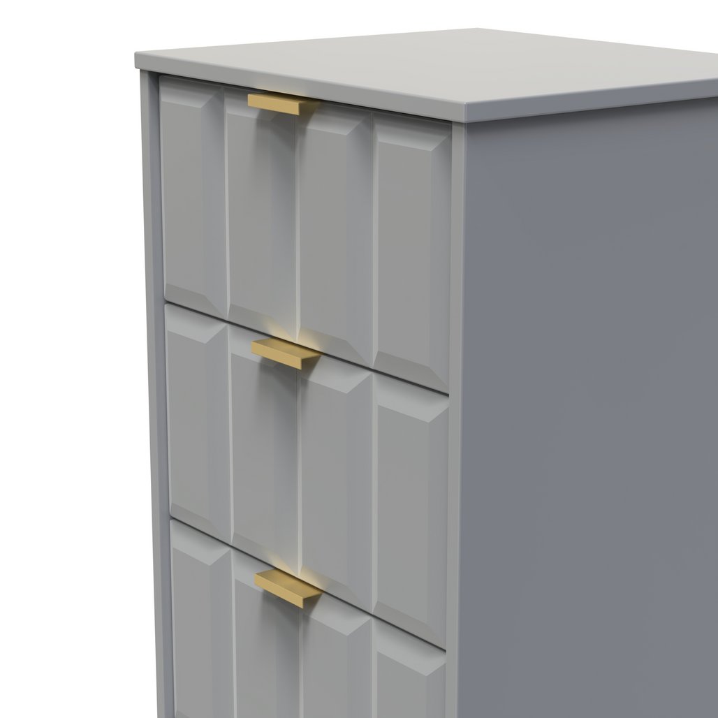 New York 5 Drawer Tall Bedside Table with Gold Handles