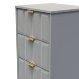 New York 5 Drawer Tall Bedside Table with Gold Handles