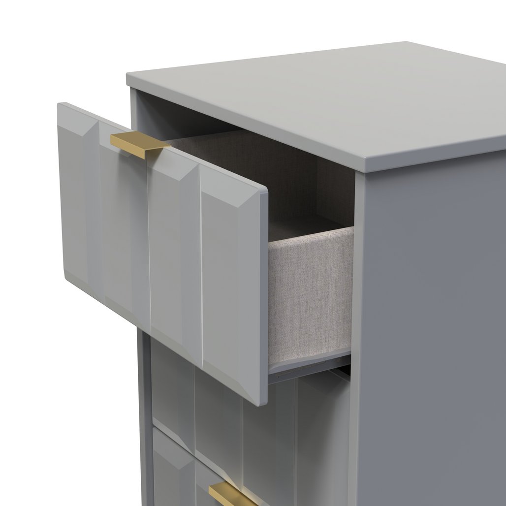 New York 5 Drawer Tall Bedside Table with Gold Handles