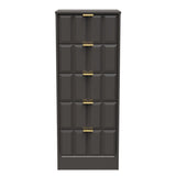 New York 5 Drawer Tall Bedside Table with Gold Handles
