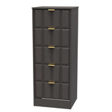 New York 5 Drawer Tall Bedside Table with Gold Handles