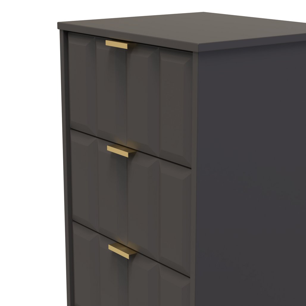 New York 5 Drawer Tall Bedside Table with Gold Handles