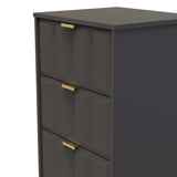 New York 5 Drawer Tall Bedside Table with Gold Handles