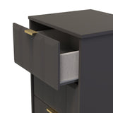 New York 5 Drawer Tall Bedside Table with Gold Handles