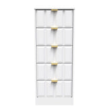 New York 5 Drawer Tall Bedside Table with Gold Handles