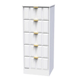 New York 5 Drawer Tall Bedside Table with Gold Handles