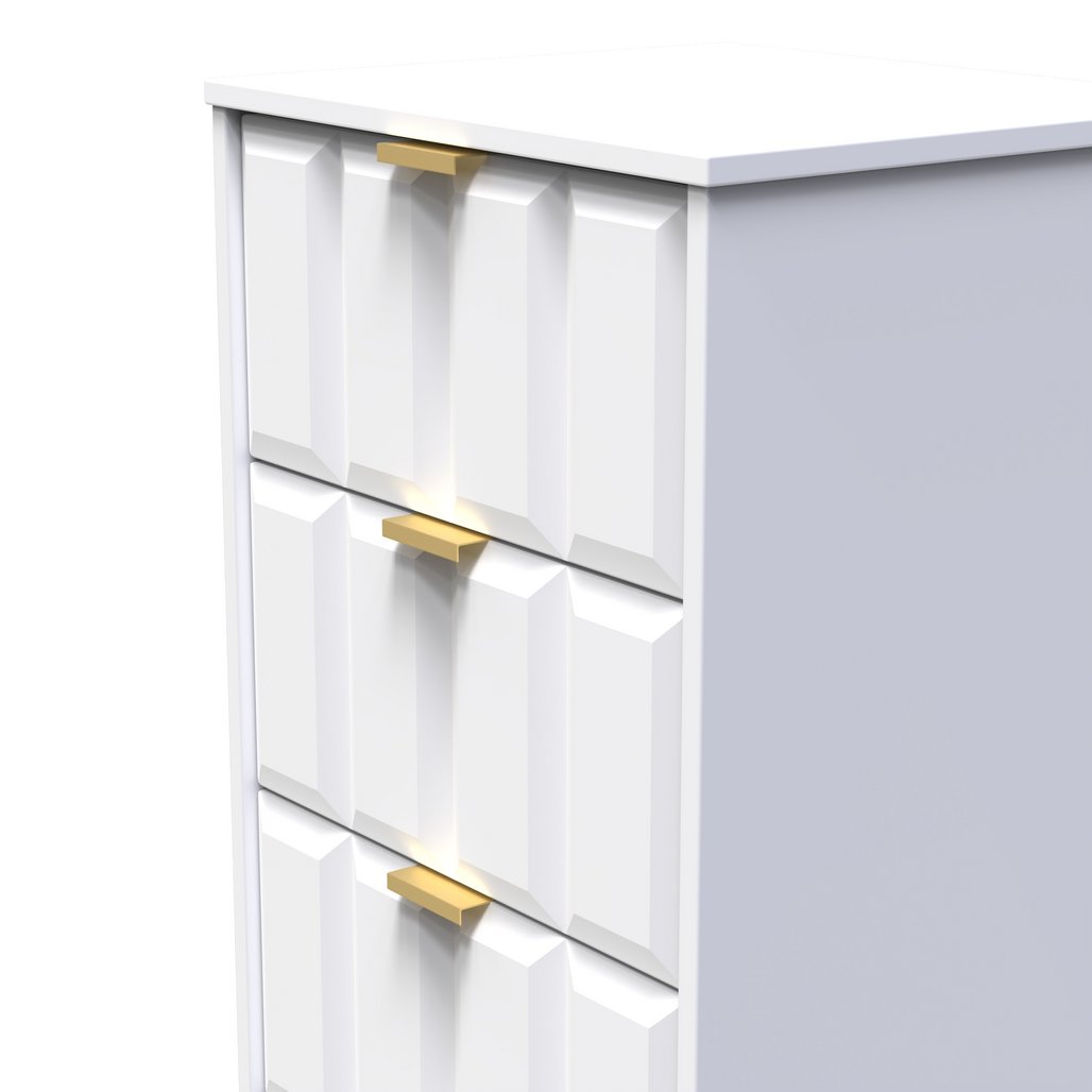 New York 5 Drawer Tall Bedside Table with Gold Handles