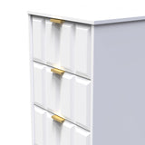 New York 5 Drawer Tall Bedside Table with Gold Handles