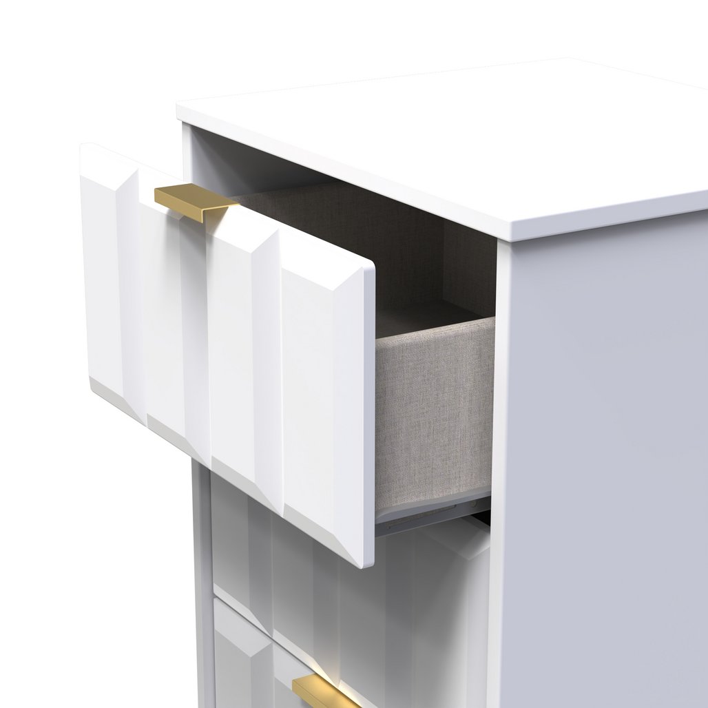 New York 5 Drawer Tall Bedside Table with Gold Handles