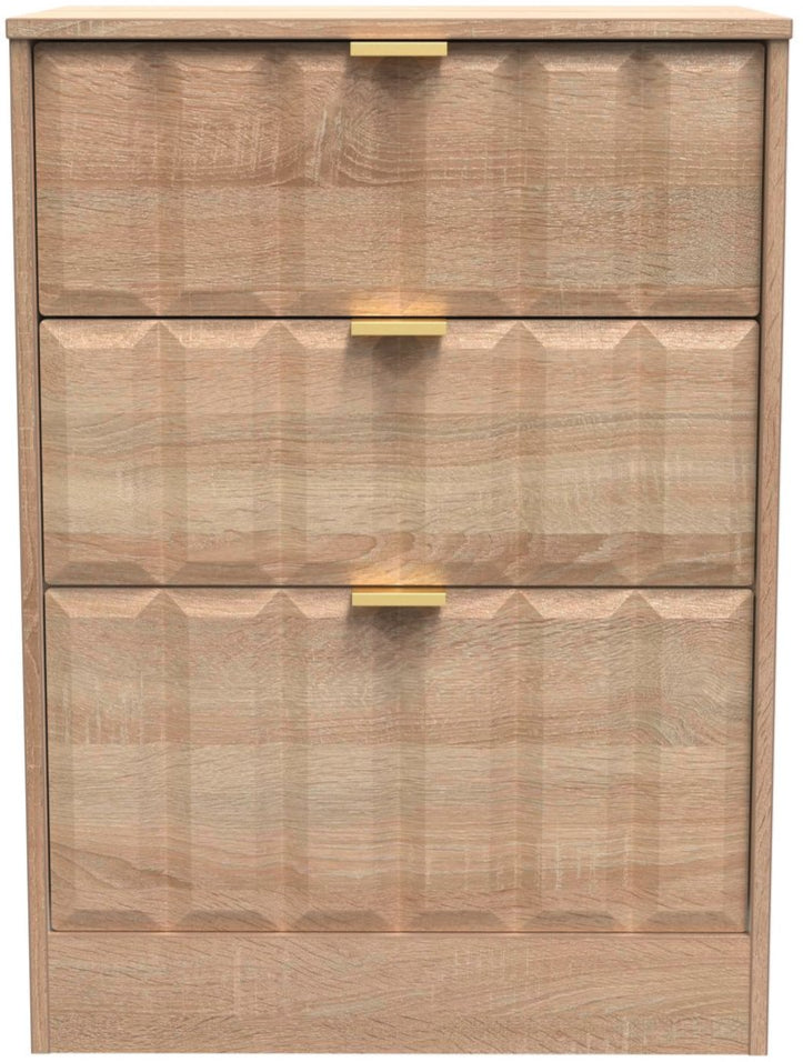 New York 3 Drawer Deep Midi Chest with Gold Handles