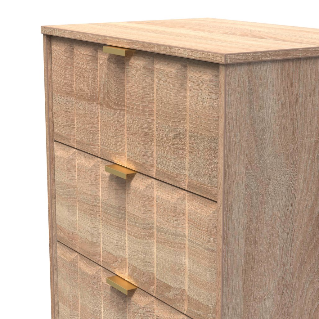 New York 3 Drawer Deep Midi Chest with Gold Handles