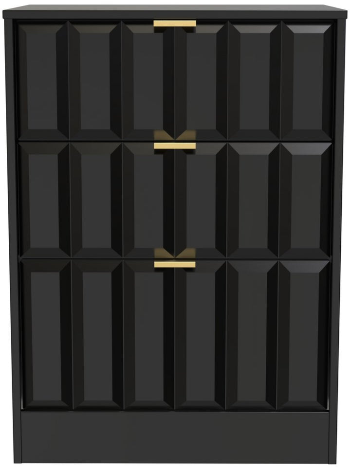 New York 3 Drawer Deep Midi Chest with Gold Handles
