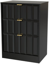 New York 3 Drawer Deep Midi Chest with Gold Handles