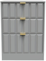 New York 3 Drawer Deep Midi Chest with Gold Handles