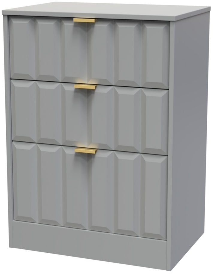 New York 3 Drawer Deep Midi Chest with Gold Handles