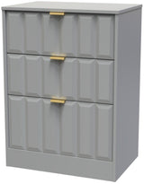 New York 3 Drawer Deep Midi Chest with Gold Handles