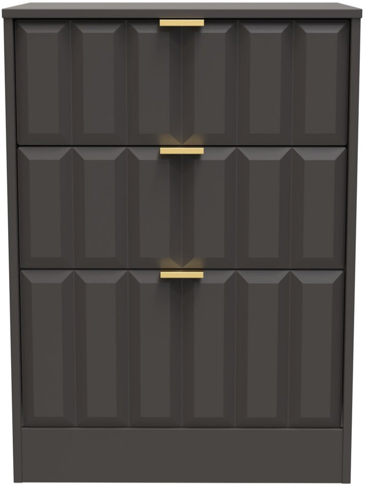 New York 3 Drawer Deep Midi Chest with Gold Handles