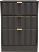 New York 3 Drawer Deep Midi Chest with Gold Handles