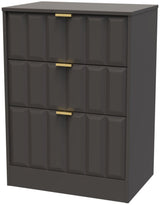 New York 3 Drawer Deep Midi Chest with Gold Handles