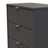 New York 3 Drawer Deep Midi Chest with Gold Handles