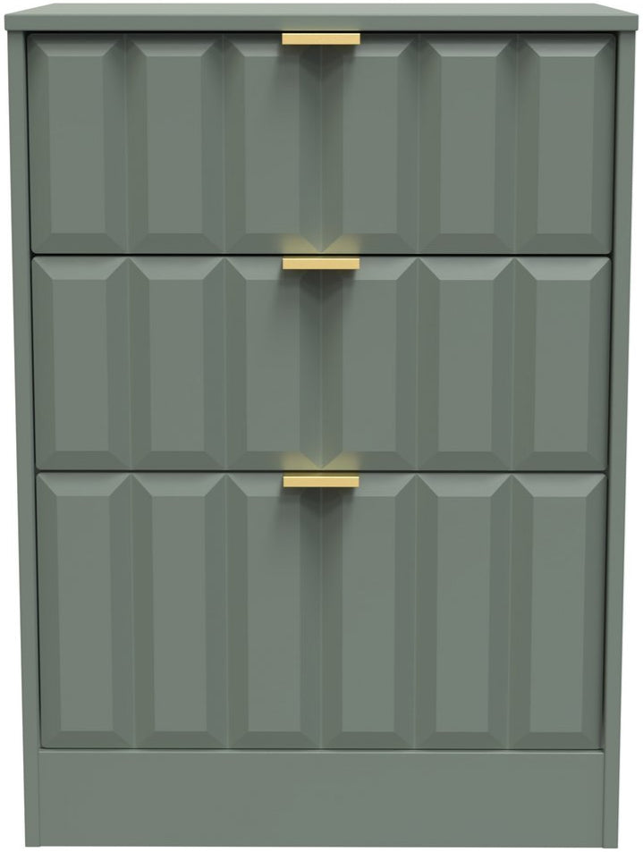 New York 3 Drawer Deep Midi Chest with Gold Handles