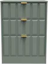 New York 3 Drawer Deep Midi Chest with Gold Handles