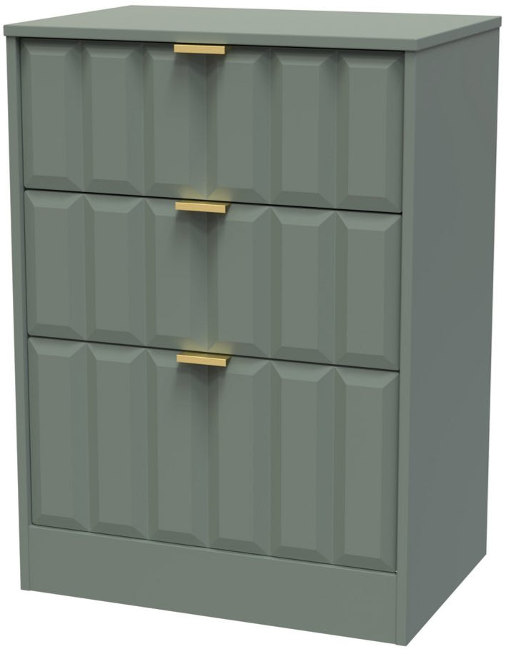 New York 3 Drawer Deep Midi Chest with Gold Handles