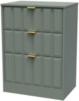 New York 3 Drawer Deep Midi Chest with Gold Handles
