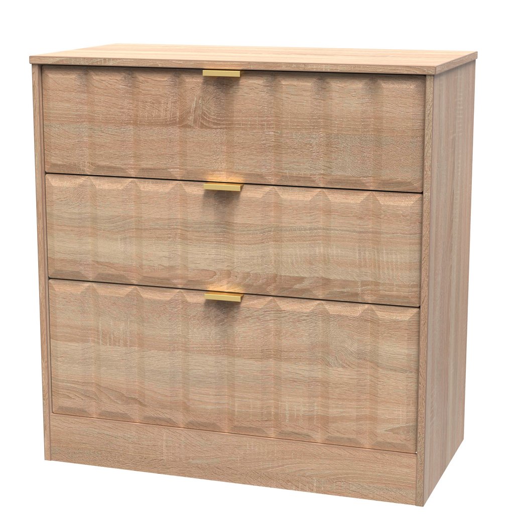 New York 3 Drawer Deep Chest with Gold Handles