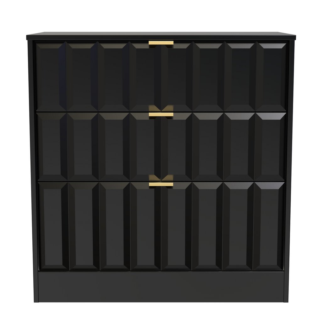 New York 3 Drawer Deep Chest with Gold Handles