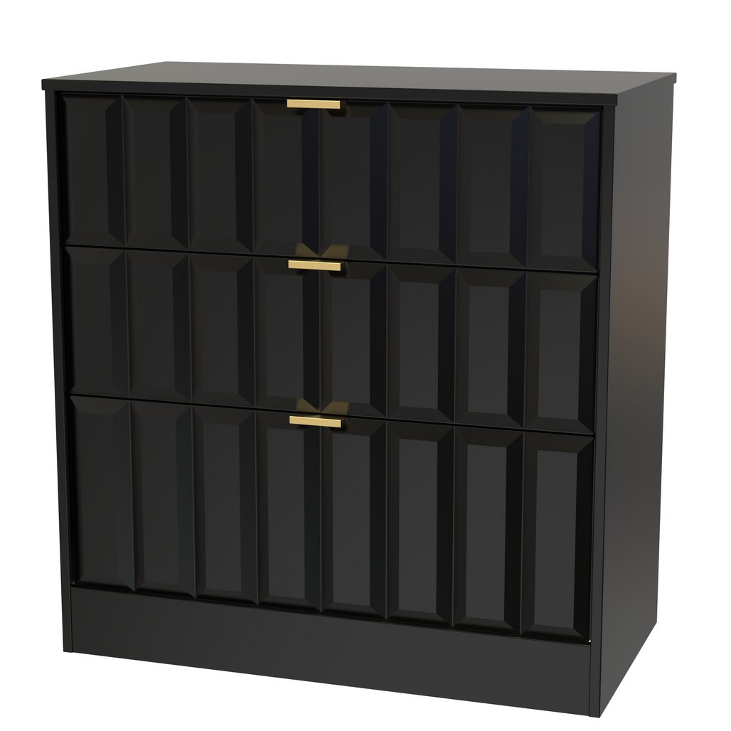 New York 3 Drawer Deep Chest with Gold Handles