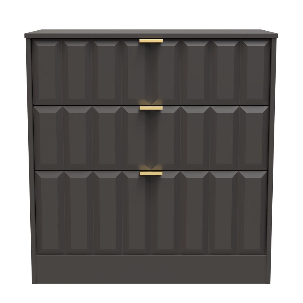 New York 3 Drawer Deep Chest with Gold Handles